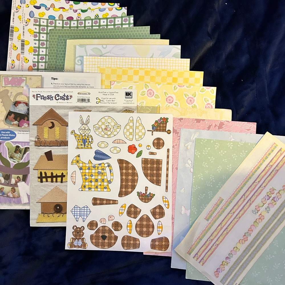 Spring and Easter Scrapbook Paper Set with Stickers and Cut Outs